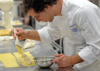 culinary student preparing food