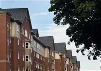 brick dormitory buildings lined up