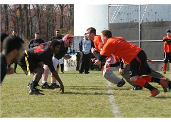 rugby scrimmage on field