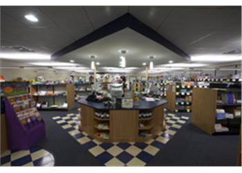 bookstore interior with display shelves