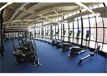 indoor gym with treadmills and bikes