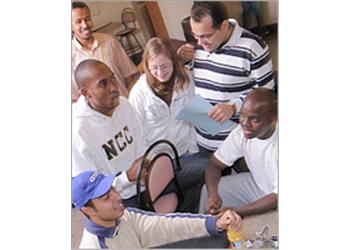 group of students with medical equipment