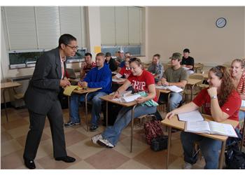 professor teaching in a classroom