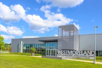 community college building with clear sky