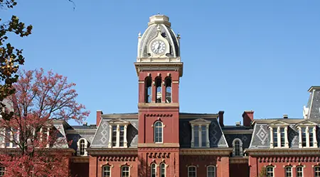 campus building with clocktower