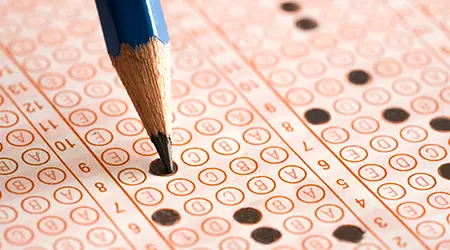 Exam test being filled out with pencil